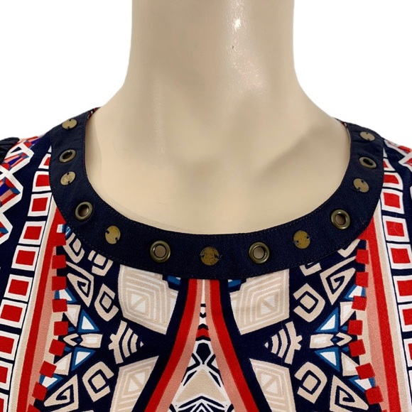 Dorothy Perkins Blue & Red Cap Sleeve Dress - Picture 3 of 11